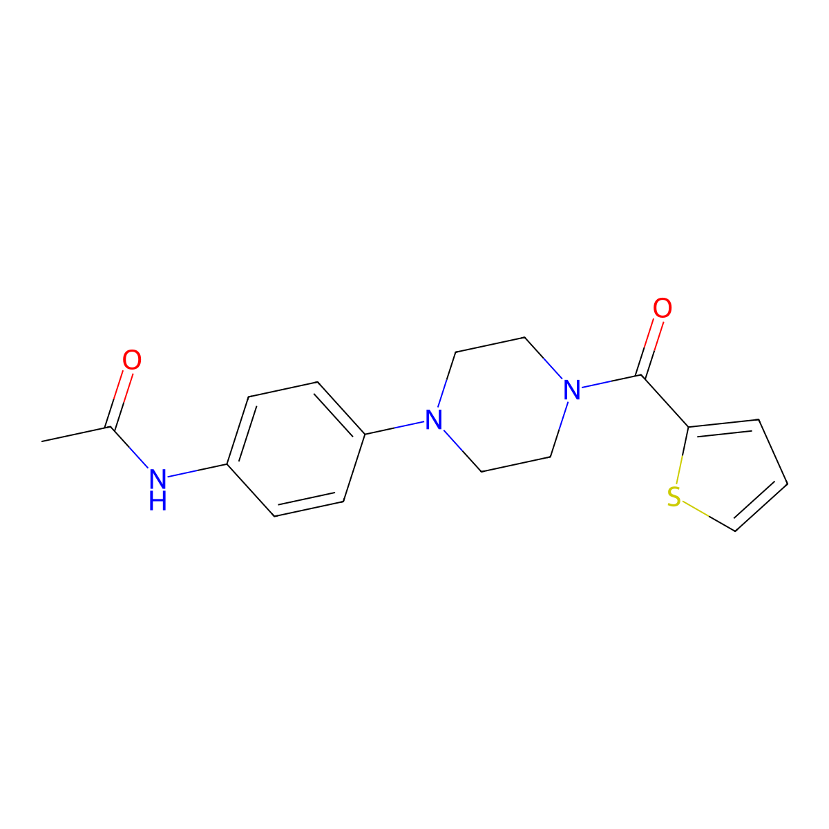 N-[4-[4-(thiophene-2-carbonyl)piperazin-1-yl]phenyl]acetamide molecular structure, CAS 671818-49-8
