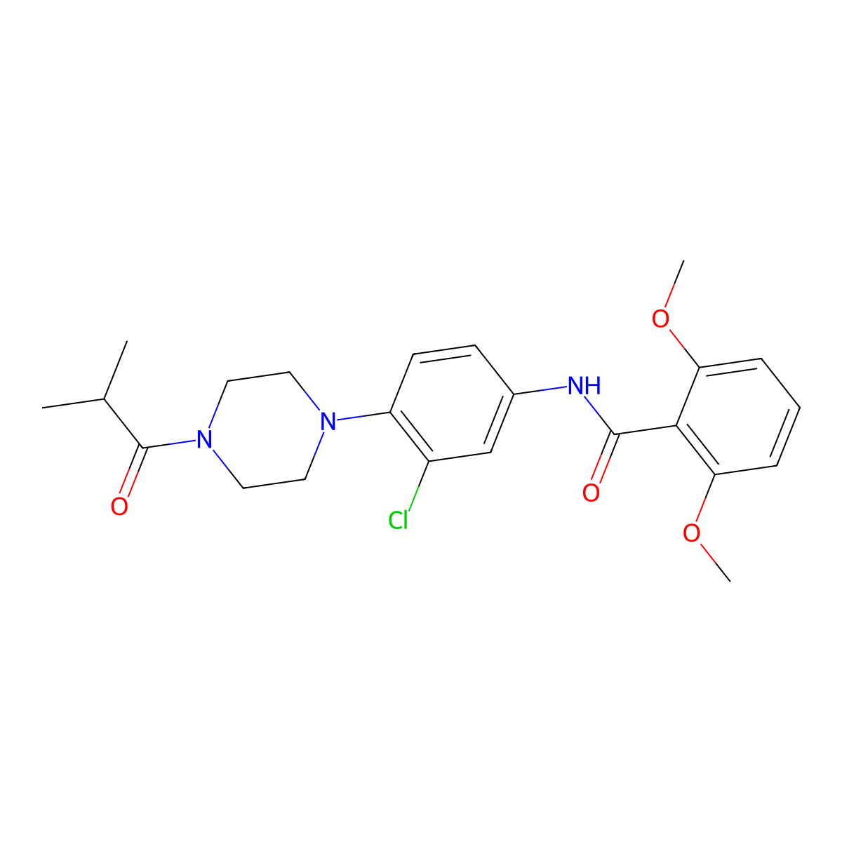 N-[3-chloro-4-[4-(2-methylpropanoyl)piperazin-1-yl]phenyl]-2,6-dimethoxybenzamide molecular structure, CAS 671818-58-9