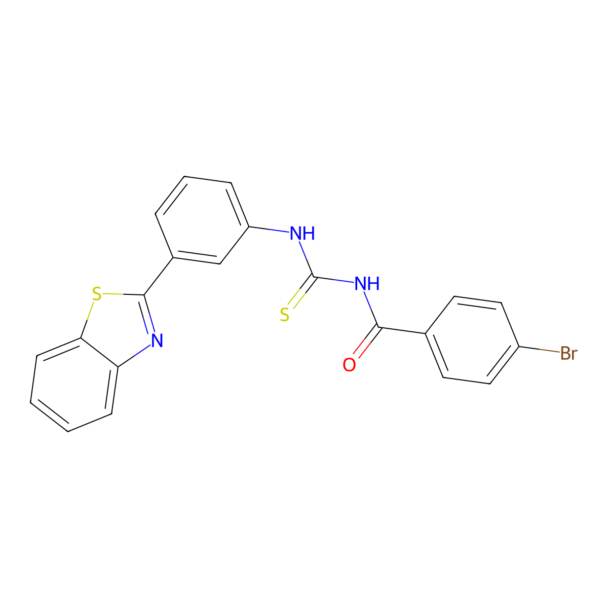 N-[[3-(1,3-benzothiazol-2-yl)phenyl]carbamothioyl]-4-bromobenzamide molecular structure, CAS 671818-87-4