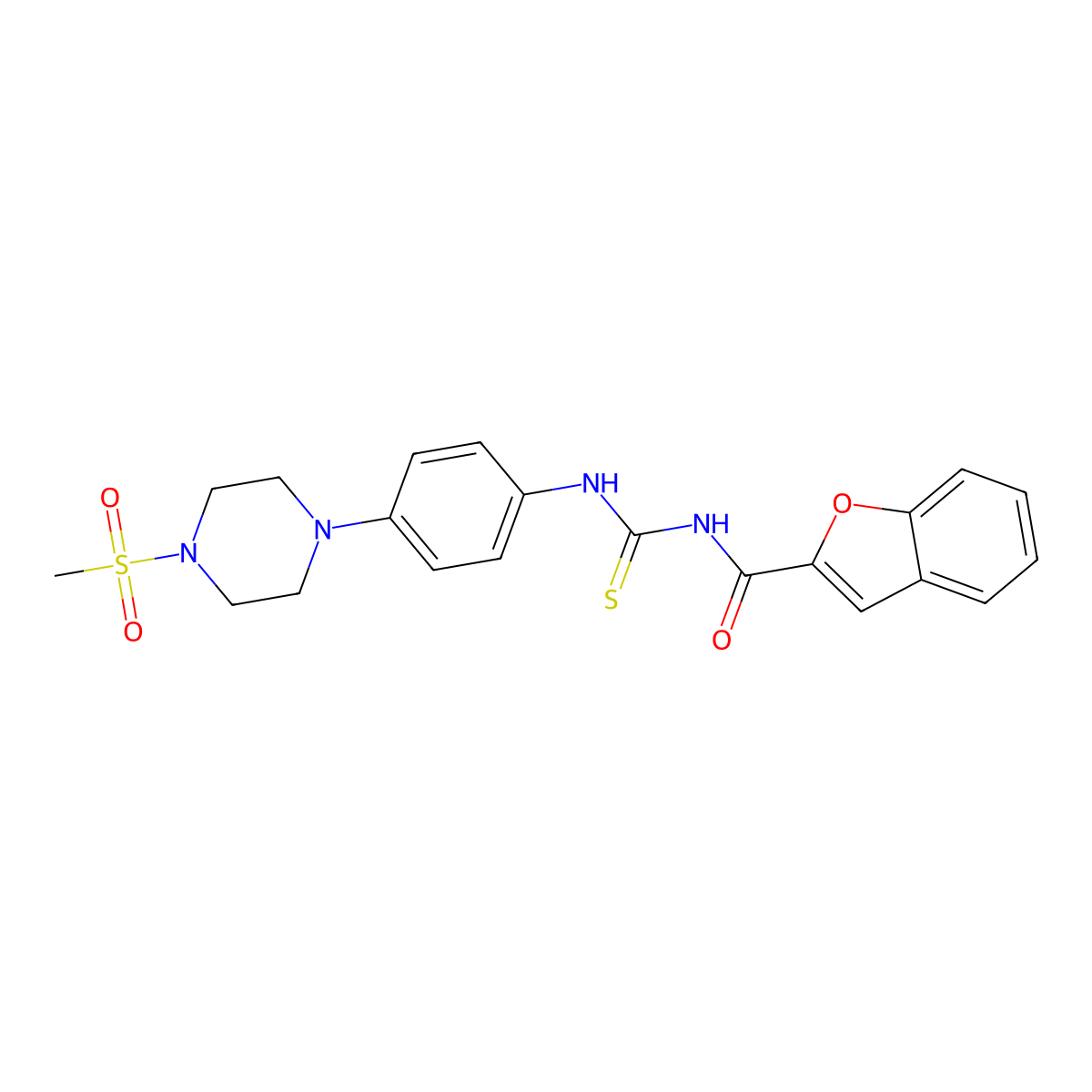 N-[[4-(4-methylsulfonylpiperazin-1-yl)phenyl]carbamothioyl]-1-benzofuran-2-carboxamide molecular structure, CAS 671819-49-1
