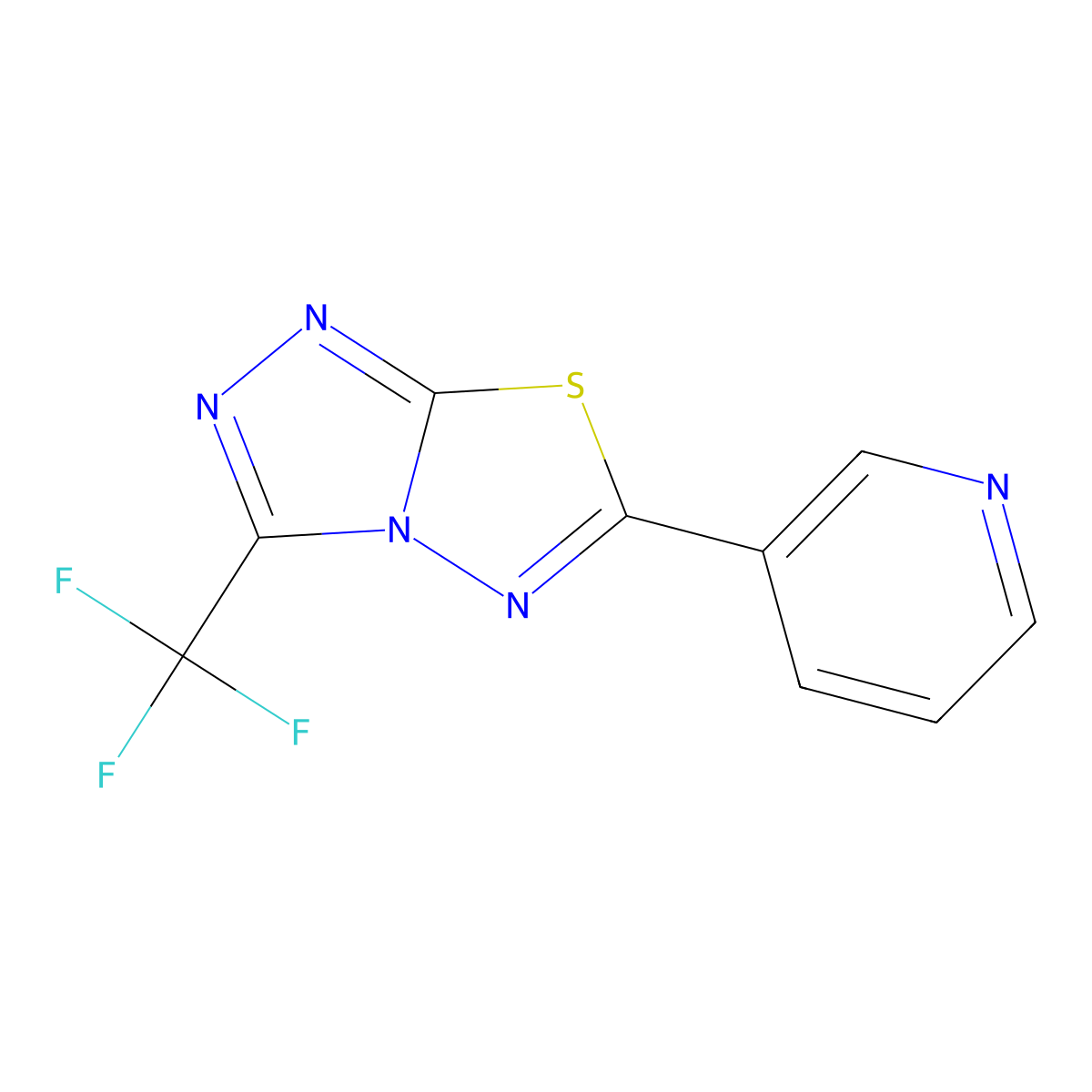 6-(3-Pyridinyl)-3-(trifluoromethyl)[1,2,4]triazolo[3,4-b][1,3,4]thiadiazole molecular structure, CAS 671819-89-9