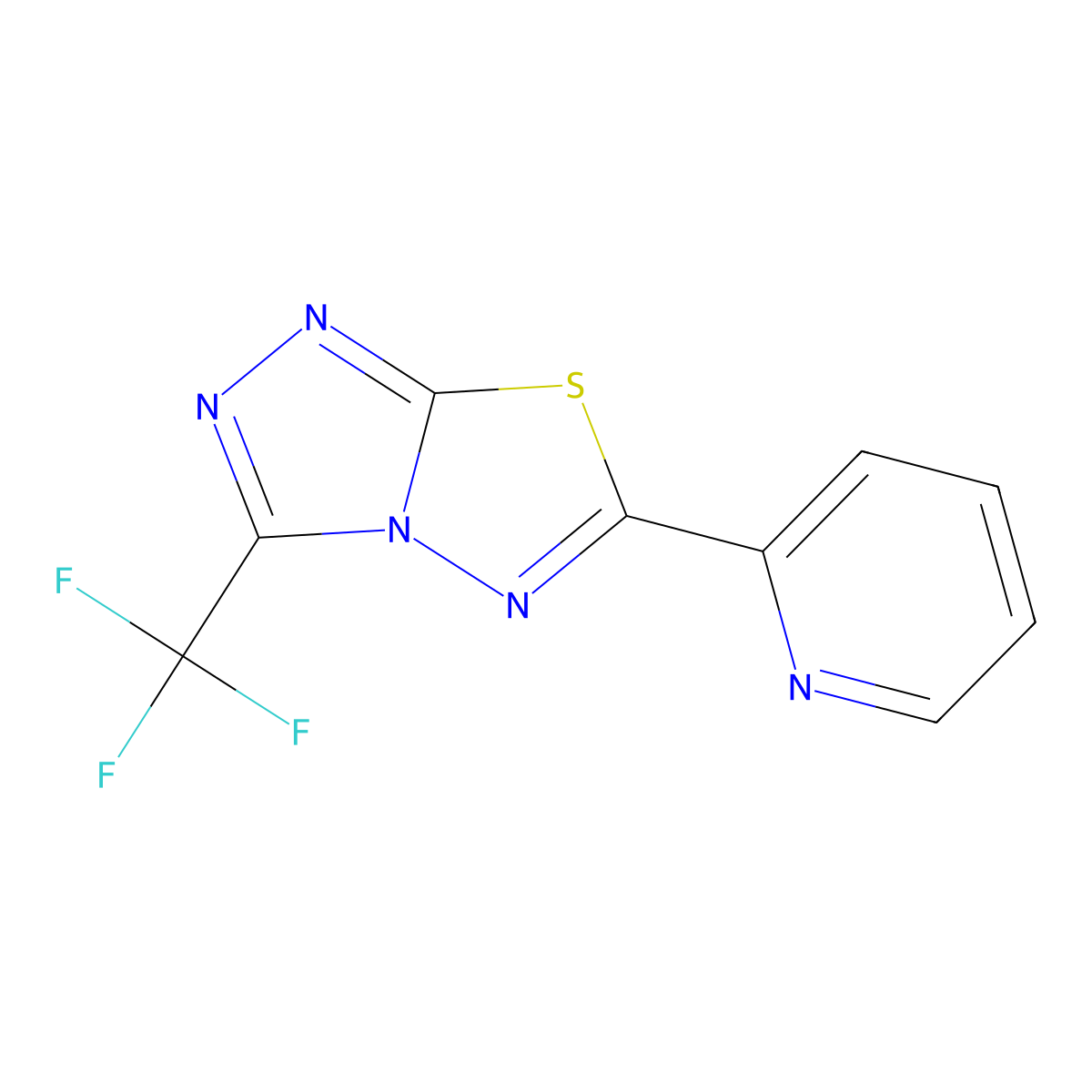 6-(2-Pyridinyl)-3-(trifluoromethyl)[1,2,4]triazolo[3,4-b][1,3,4]thiadiazole molecular structure, CAS 671819-91-3