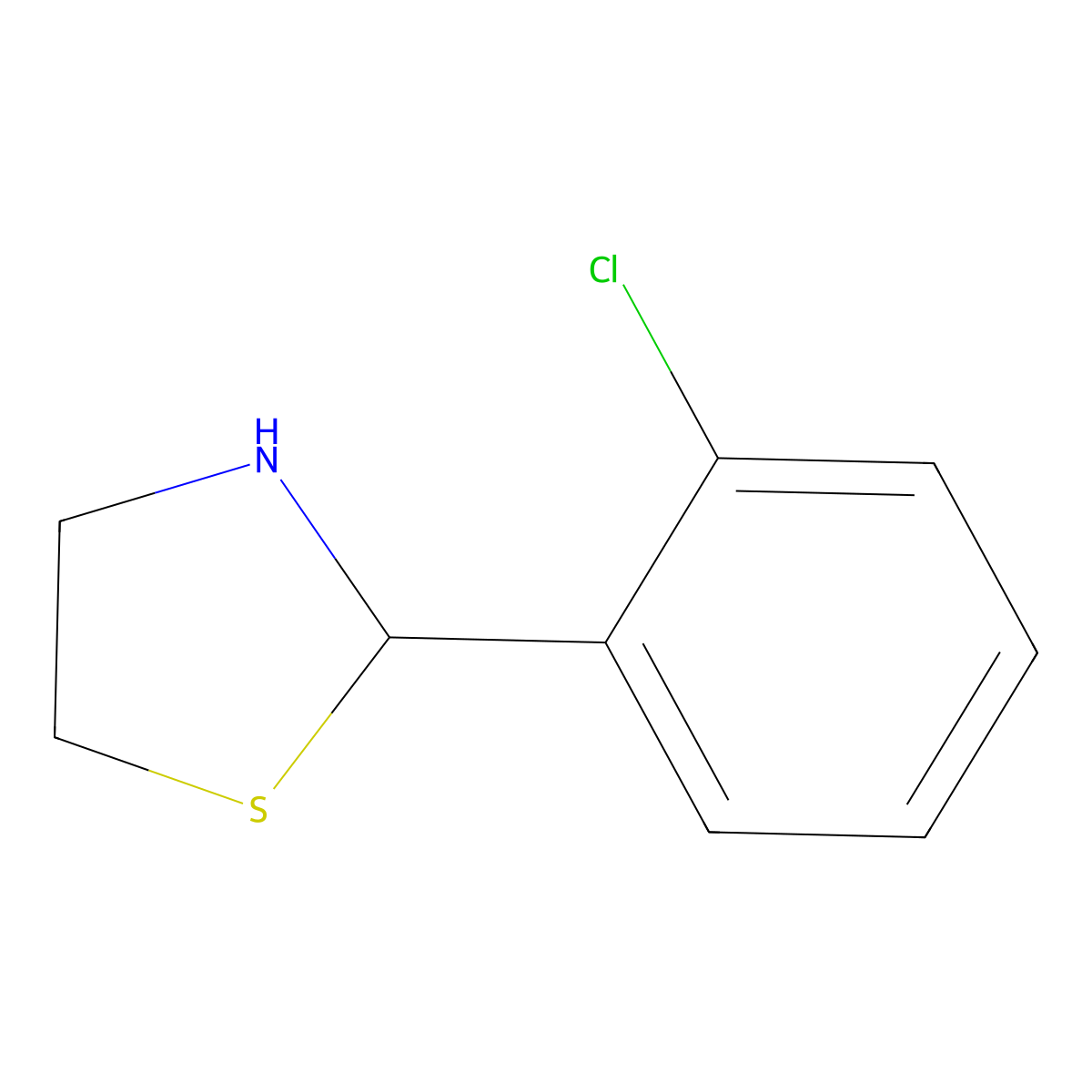 Thiazolidine, 2-(o-chlorophenyl)- molecular structure, CAS 67189-26-8