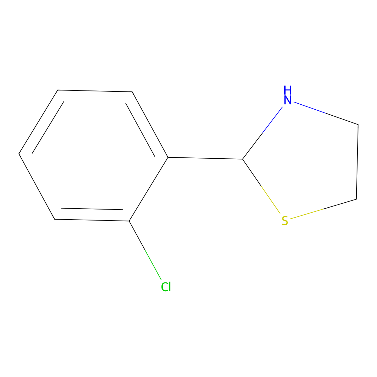 Thiazolidine, 2-(o-chlorophenyl)- molecular structure, CAS 67189-26-8