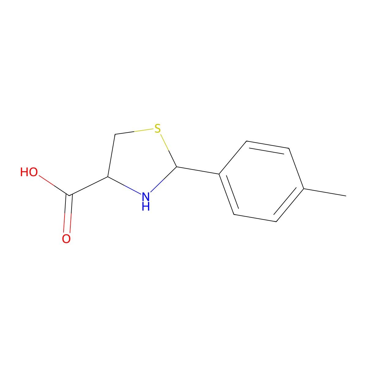 2-(4-Methylphenyl)-1,3-thiazolidine-4-carboxylic acid molecular structure, CAS 67189-37-1