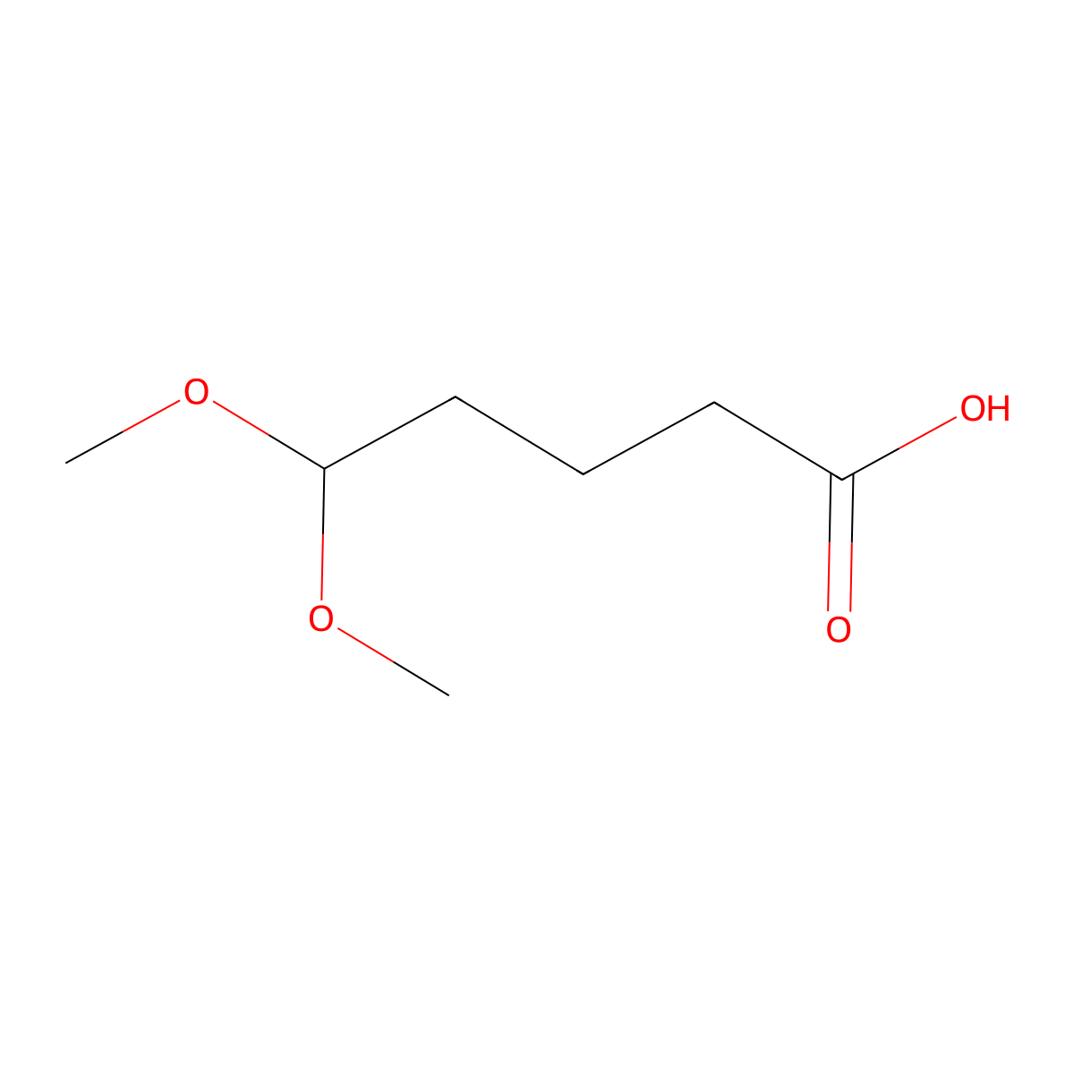5,5-Dimethoxypentanoic acid molecular structure, CAS 6719-33-1
