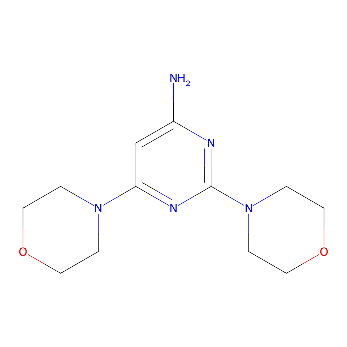 2,6-Dimorpholino-pyrimidin-4-ylamine molecular structure, CAS 67191-20-2