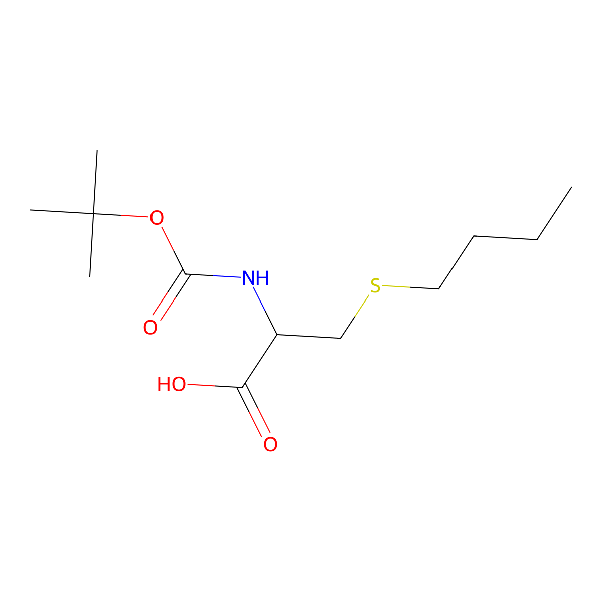 (2R)-2-{[(tert-butoxy)carbonyl]amino}-3-(butylsulfanyl)propanoic acid molecular structure, CAS 67194-09-6