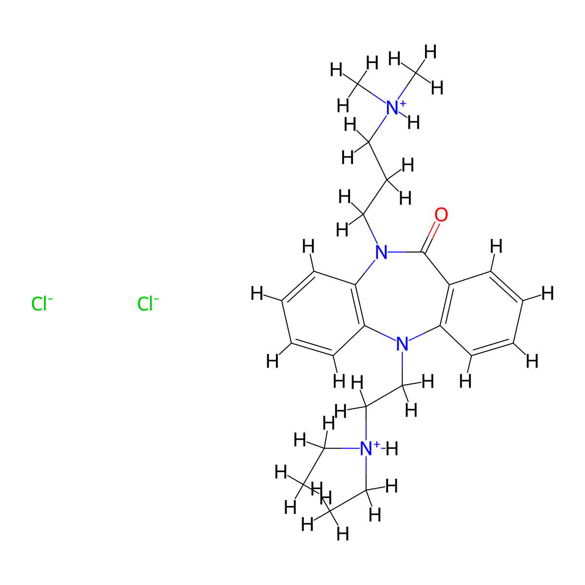 11H-Dibenzo(b,e)(1,4)diazepin-11-one, 5,10-dihydro-5-(2-(diethylamino)ethyl)-10-(3-(dimethylamino)propyl)-, dihydrochloride molecular structure, CAS 67195-39-5