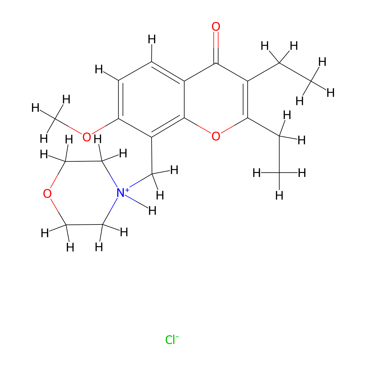 Chromone, 2,3-diethyl-7-methoxy-8-(morpholinomethyl)-, hydrochloride molecular structure, CAS 67195-65-7