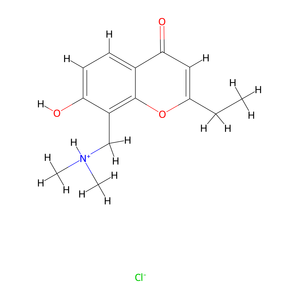 Chromone, 8-(dimethylamino)methyl-2-ethyl-7-hydroxy-, hydrochloride molecular structure, CAS 67195-67-9