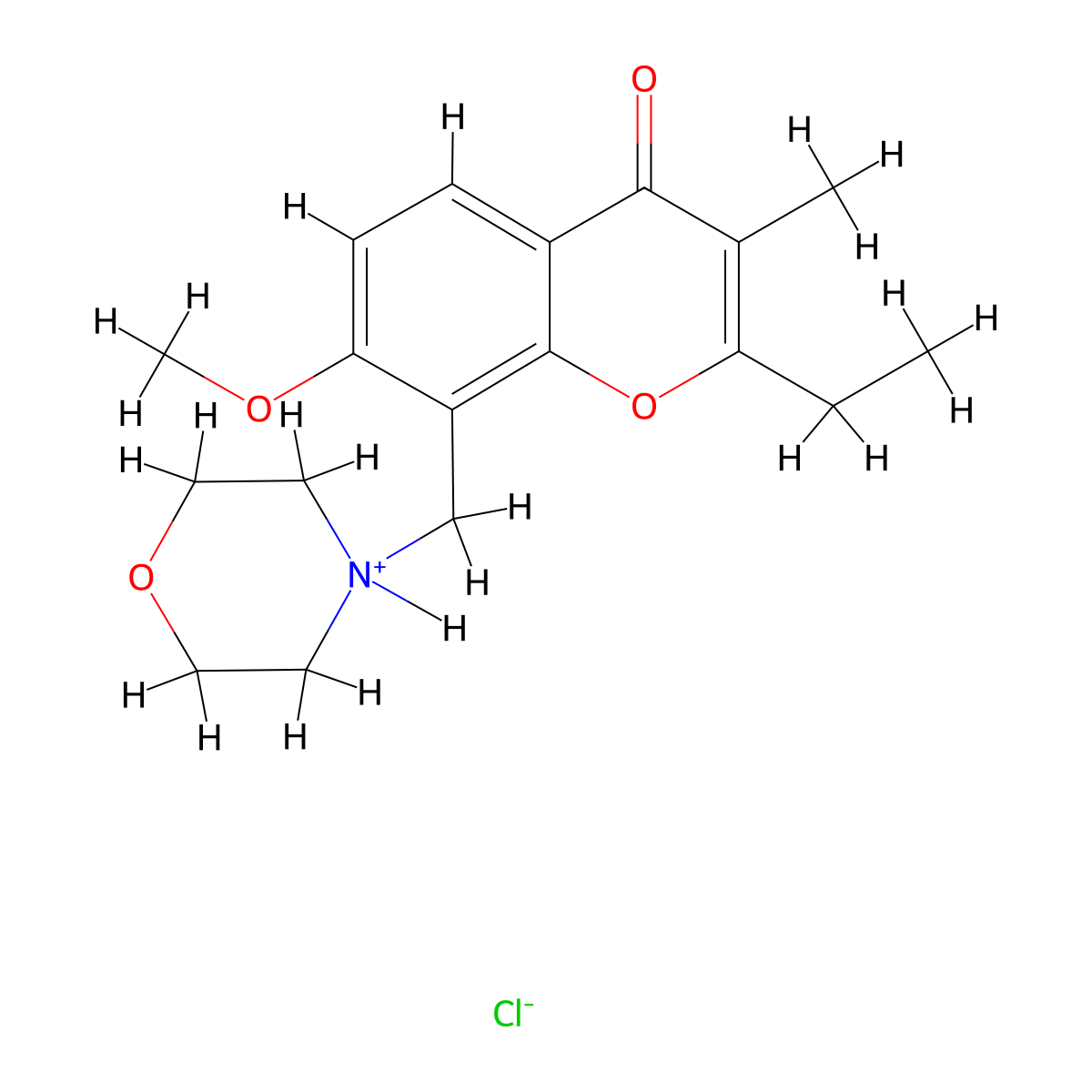 Chromone, 2-ethyl-7-methoxy-3-methyl-8-(morpholinomethyl)-, hydrochloride molecular structure, CAS 67195-85-1