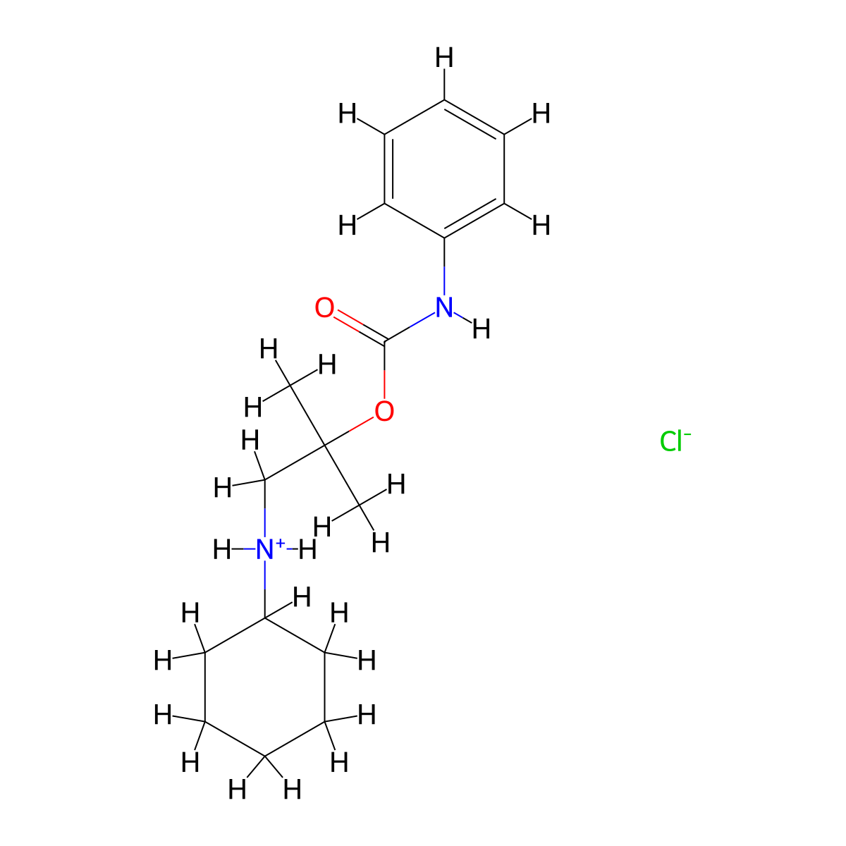 Carbanilic acid, (2-cyclohexylamino-1,1-dimethylethyl) ester, hydrochloride molecular structure, CAS 67195-93-1