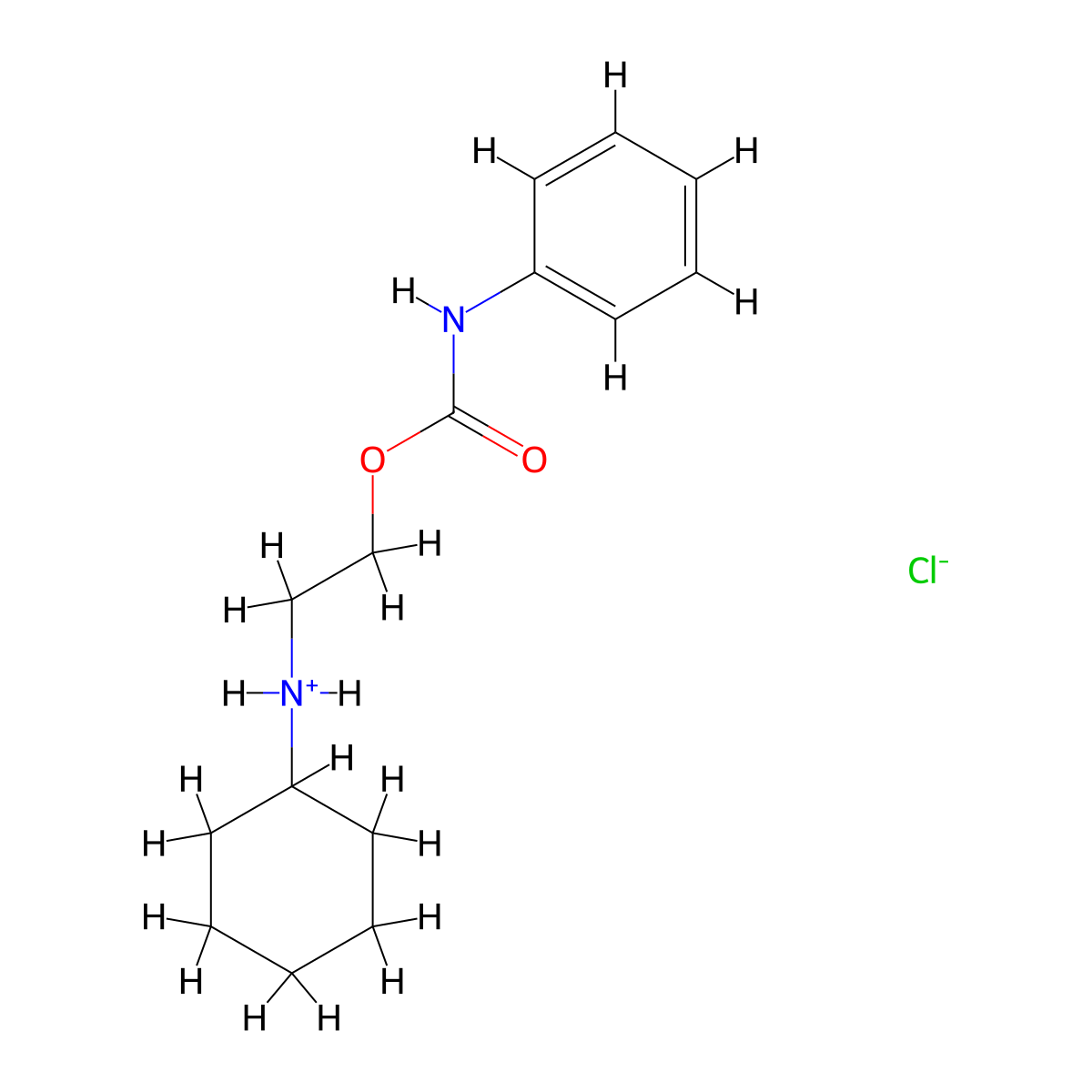 2-(Cyclohexylamino)ethyl hydrogen phenylcarbonimidate--hydrogen chloride (1/1) molecular structure, CAS 67195-94-2