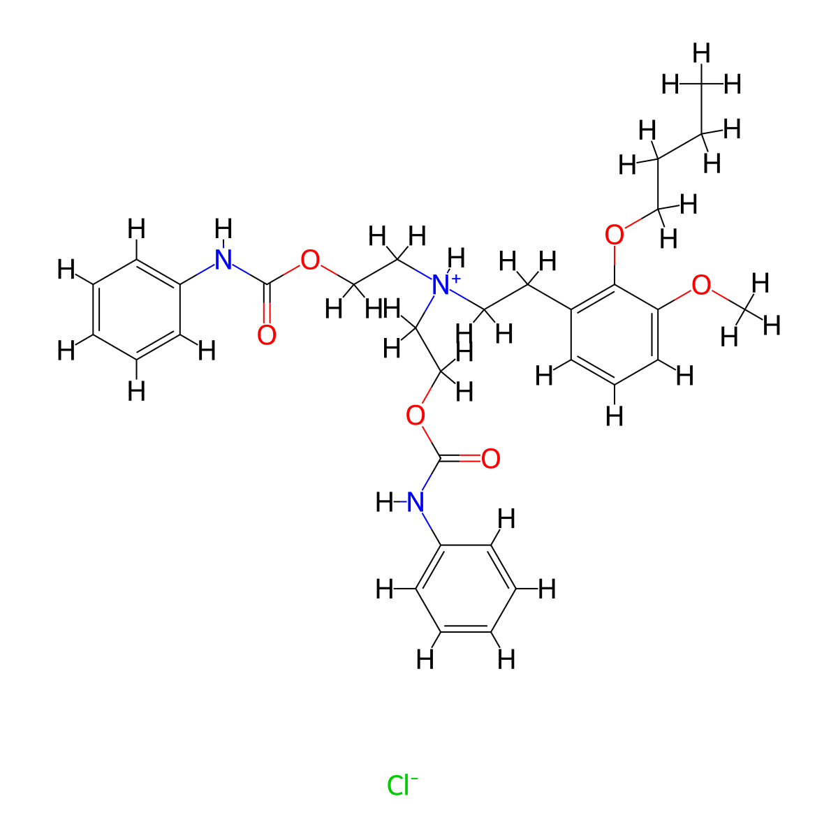 Carbanilic acid, diester with 2,2'-((2-butoxy-3-methoxyphenethyl)nitrilo)diethanol, hydrochloride molecular structure, CAS 67195-96-4