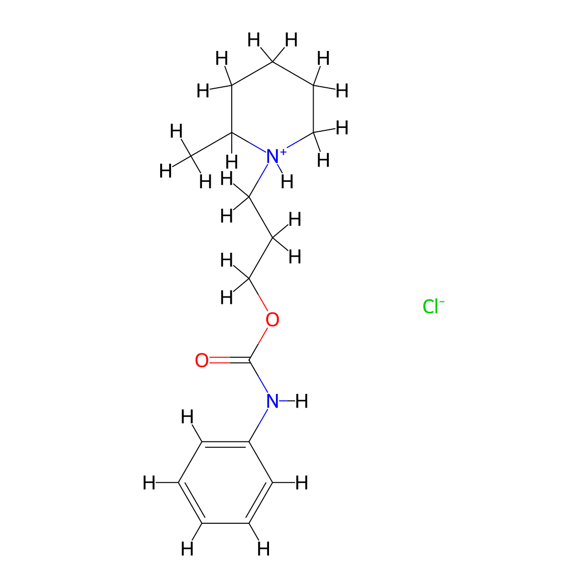 Carbanilic acid, 3-(2-methylpiperidino)propyl ester, hydrochloride molecular structure, CAS 67196-01-4