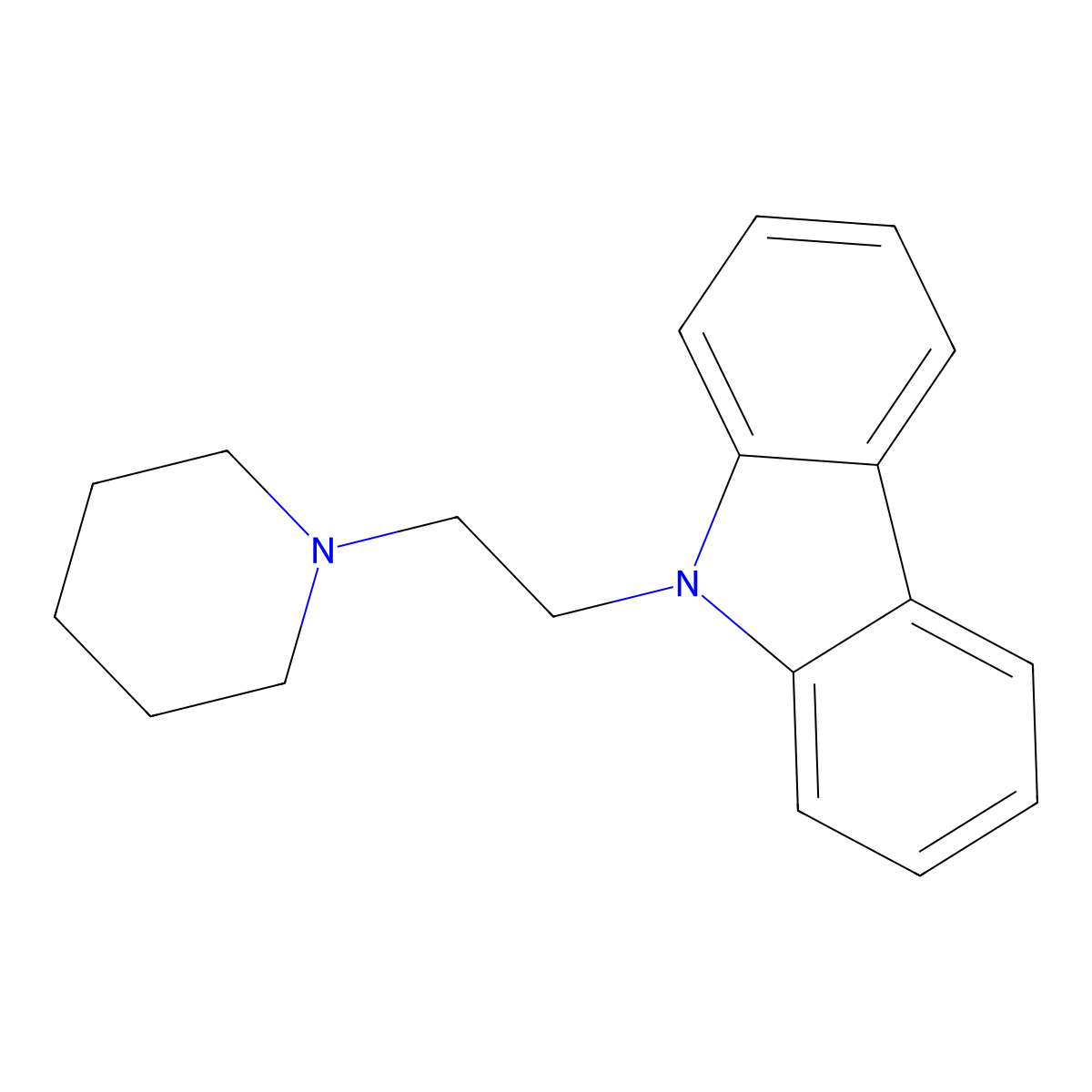 Carbazole, 9-(2-piperidinoethyl)- molecular structure, CAS 67196-16-1