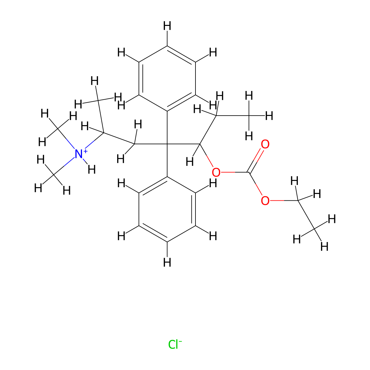 6-(Dimethylamino)-4,4-diphenylheptan-3-yl ethyl carbonate--hydrogen chloride (1/1) molecular structure, CAS 67196-18-3