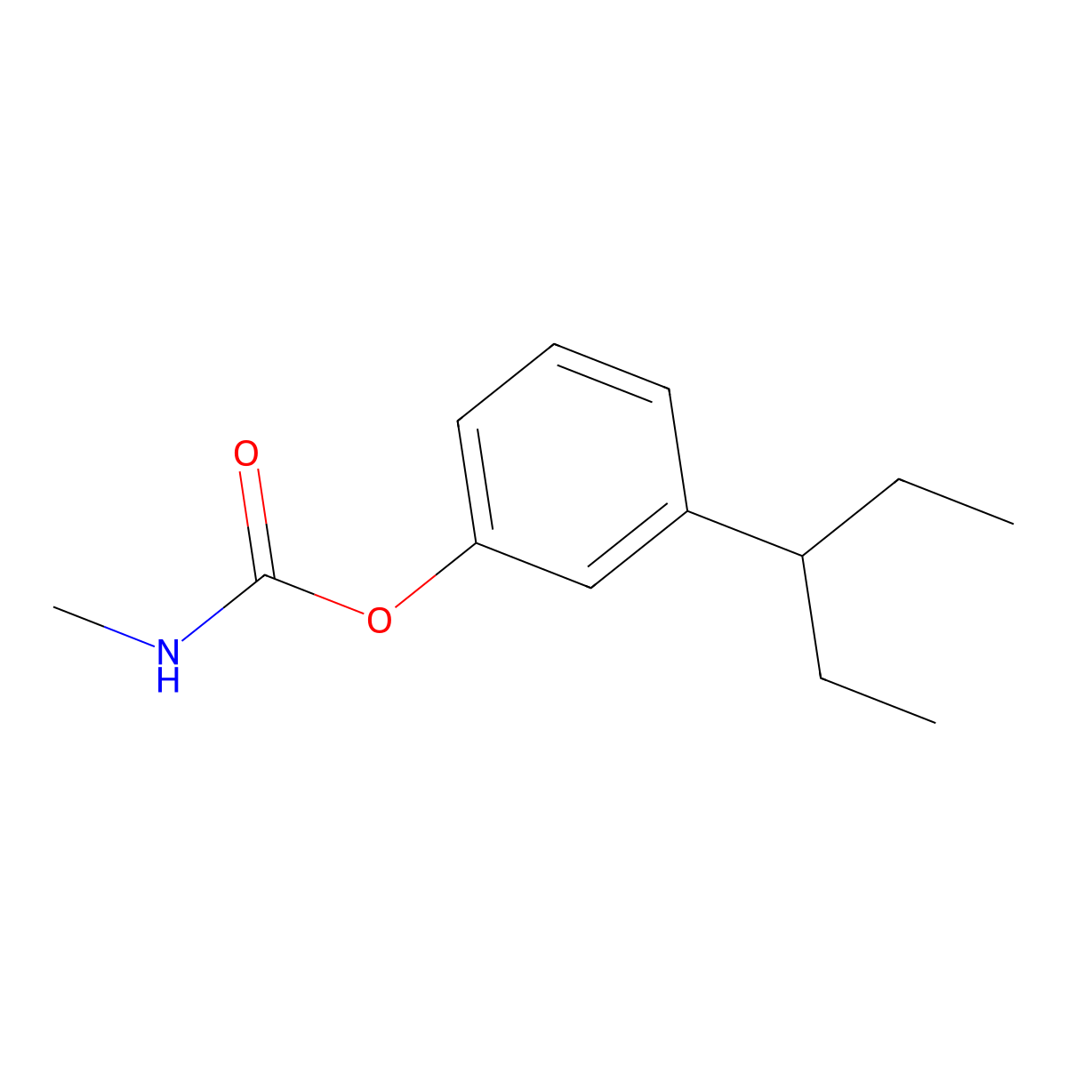 M-(1-Ethylpropyl)phenyl methylcarbamate molecular structure, CAS 672-04-8