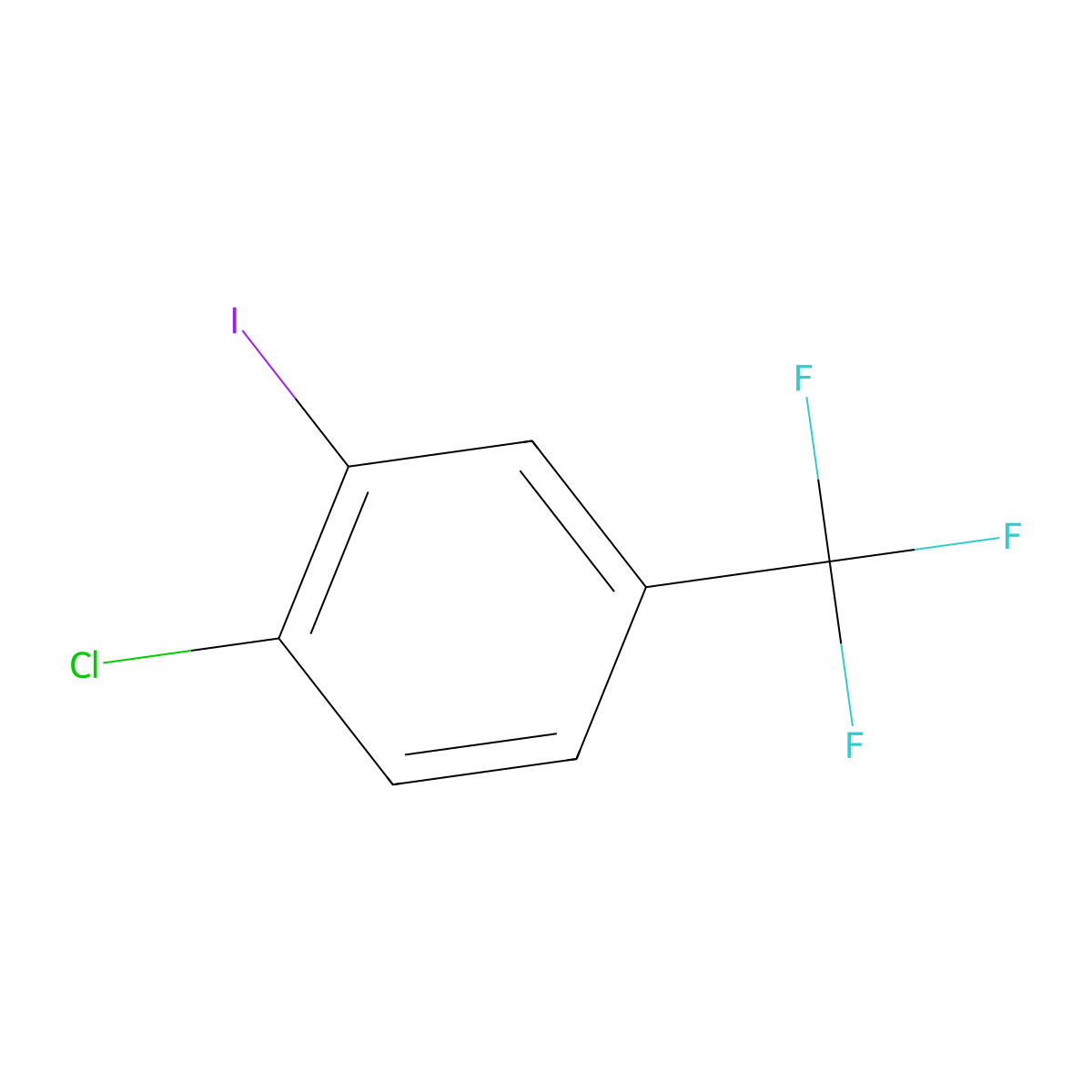 1-Chloro-2-iodo-4-(trifluoromethyl)benzene molecular structure, CAS 672-57-1