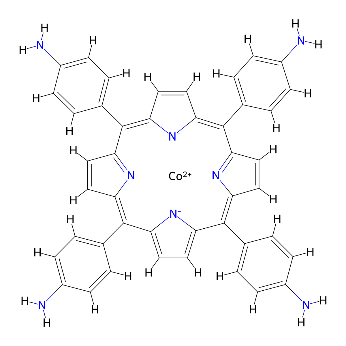 Cobalt(2+);4-[10,15,20-tris(4-aminophenyl)porphyrin-22,24-diid-5-yl]aniline molecular structure, CAS 67201-98-3