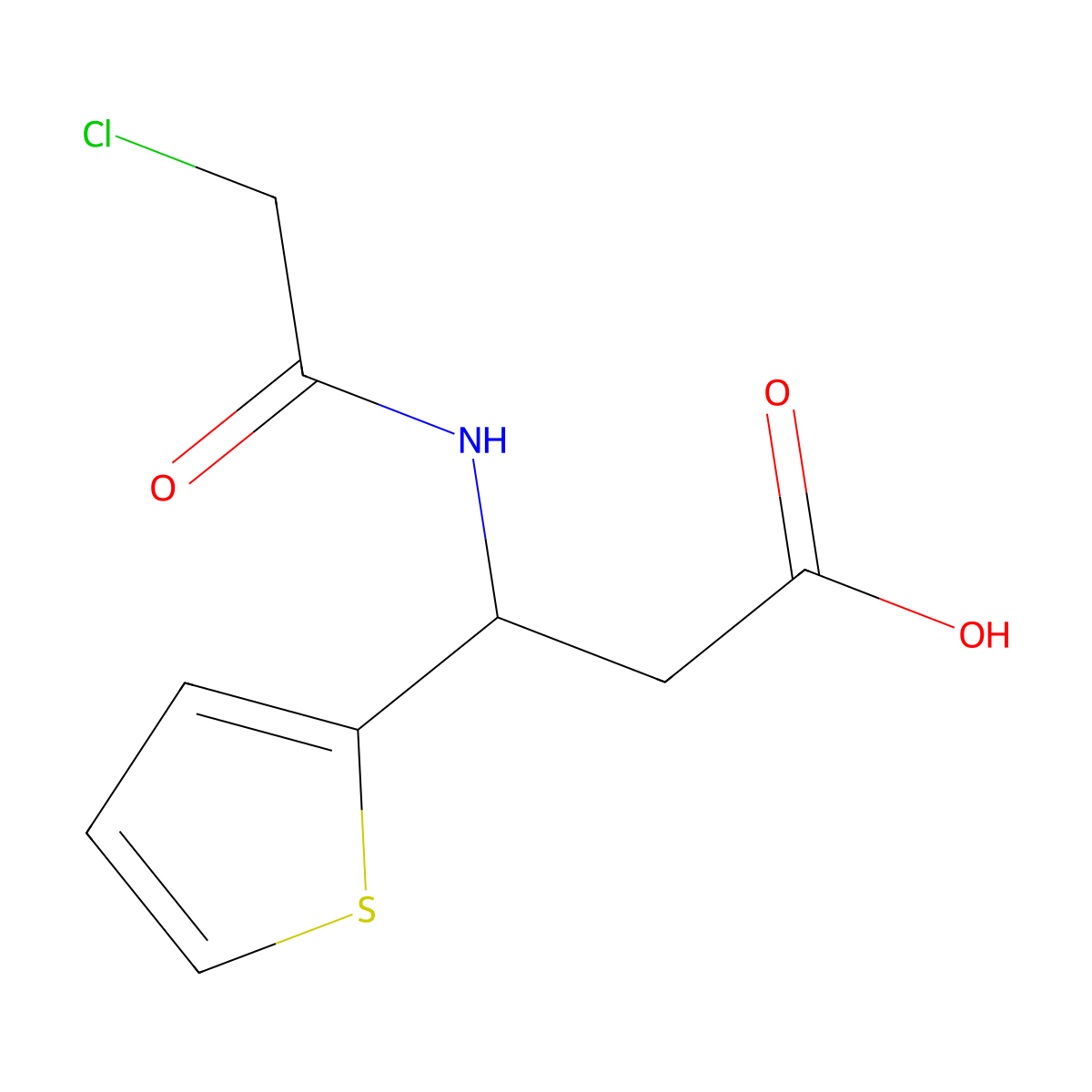 3-[(2-Chloroacetyl)amino]-3-thiophen-2-ylpropanoic acid molecular structure, CAS 67206-29-5