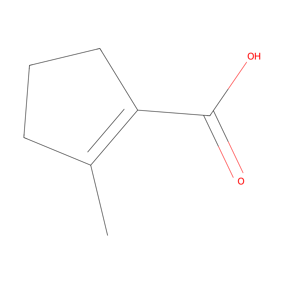 2-Methylcyclopent-1-ene-1-carboxylic acid molecular structure, CAS 67209-77-2