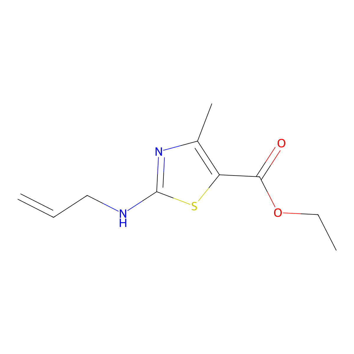 Ethyl 2-(allylamino)-4-methylthiazole-5-carboxylate molecular structure, CAS 6721-80-8