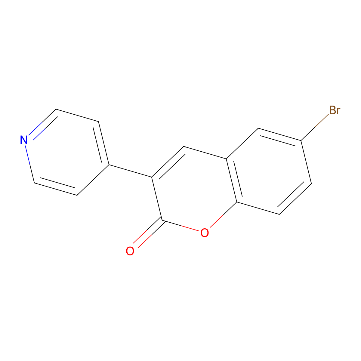 Coumarin, 6-bromo-3-(4-pyridyl)- molecular structure, CAS 67210-65-5