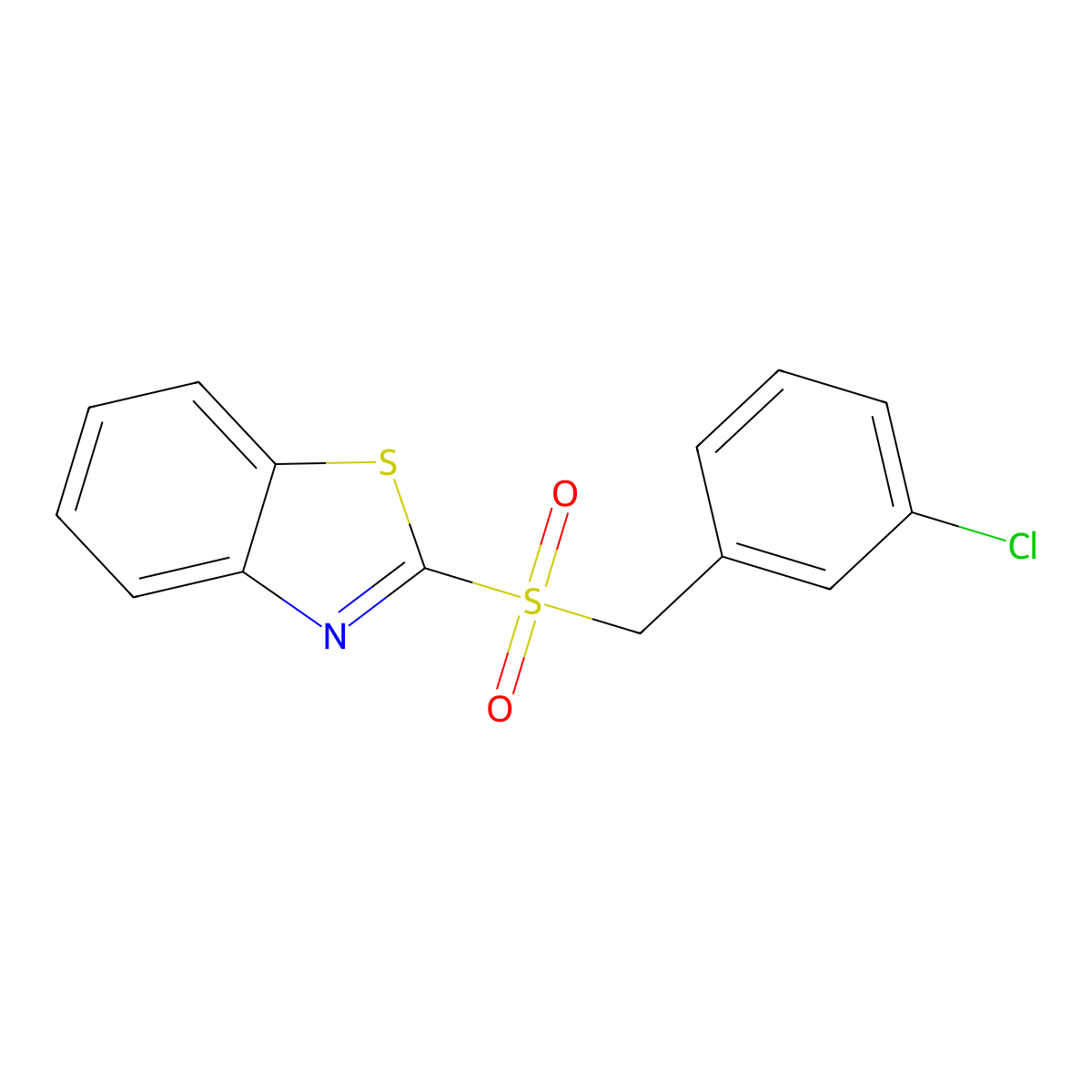 1,3-Benzothiazol-2-yl 3-chlorobenzyl sulfone molecular structure, CAS 67219-34-5
