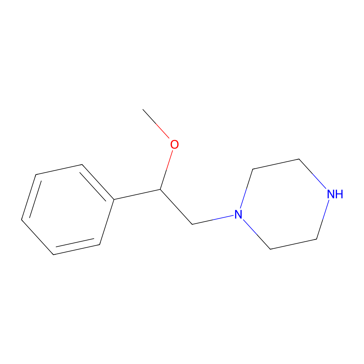 1-(2-Methoxy-2-phenylethyl)piperazine molecular structure, CAS 6722-54-9