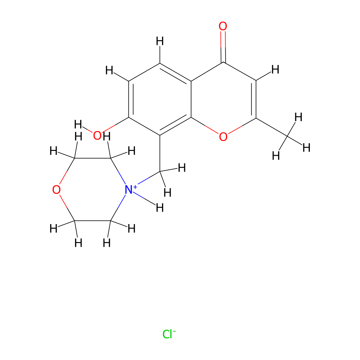Chromone, 7-hydroxy-2-methyl-8-morpholinomethyl-, hydrochloride molecular structure, CAS 67226-80-6