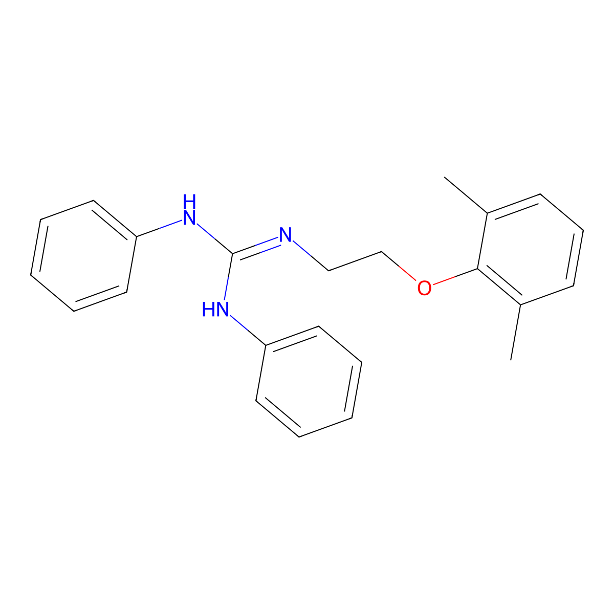 Guanidine, 1,2-diphenyl-3-(2-(2,6-xylyloxy)ethyl)- molecular structure, CAS 67226-98-6