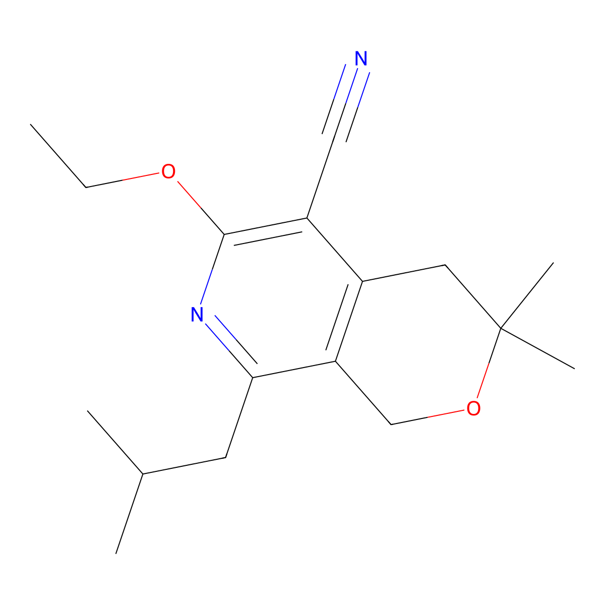 6-Ethoxy-3,3-dimethyl-8-(2-methylpropyl)-1,4-dihydropyrano[3,4-c]pyridine-5-carbonitrile molecular structure, CAS 672264-21-0
