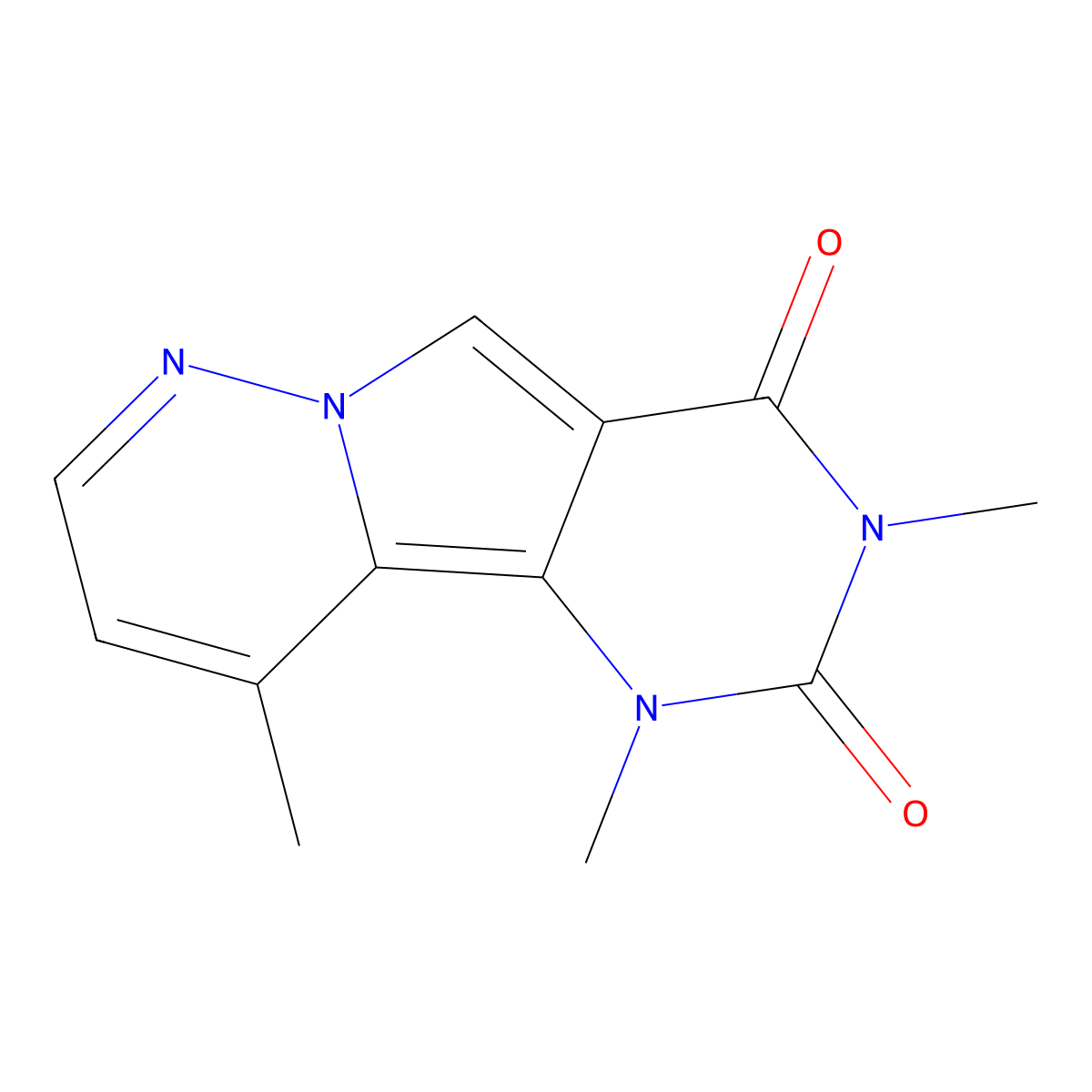 1,3,10-trimethylpyrimido[4',5':3,4]pyrrolo[1,2-b]pyridazine-2,4(1H,3H)-dione molecular structure, CAS 672264-52-7