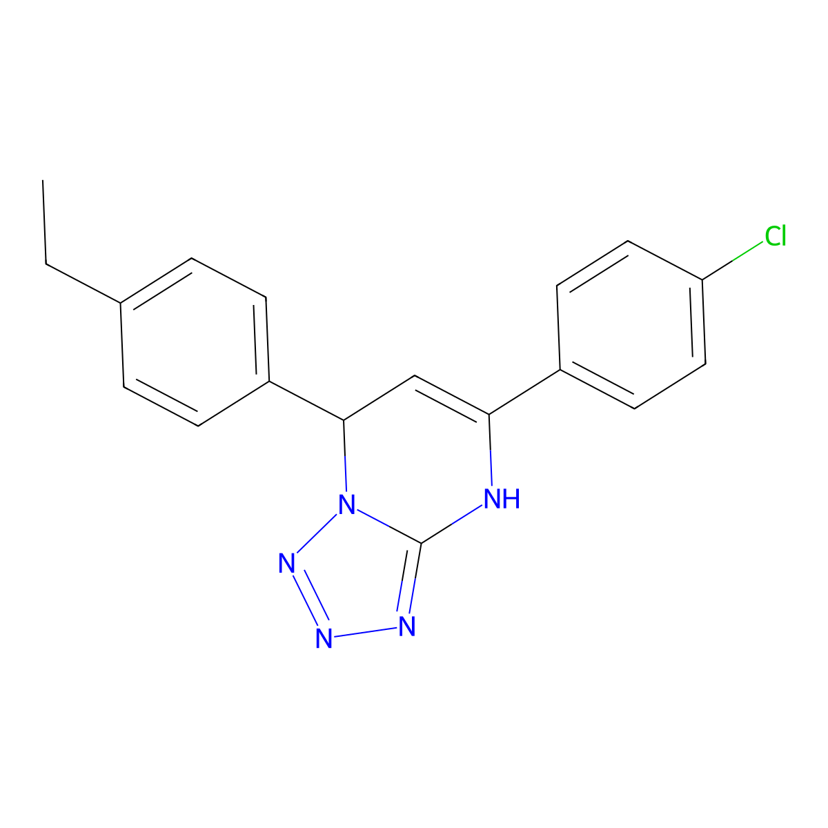 5-(4-Chlorophenyl)-7-(4-ethylphenyl)-1,7-dihydrotetrazolo[1,5-a]pyrimidine molecular structure, CAS 672265-00-8