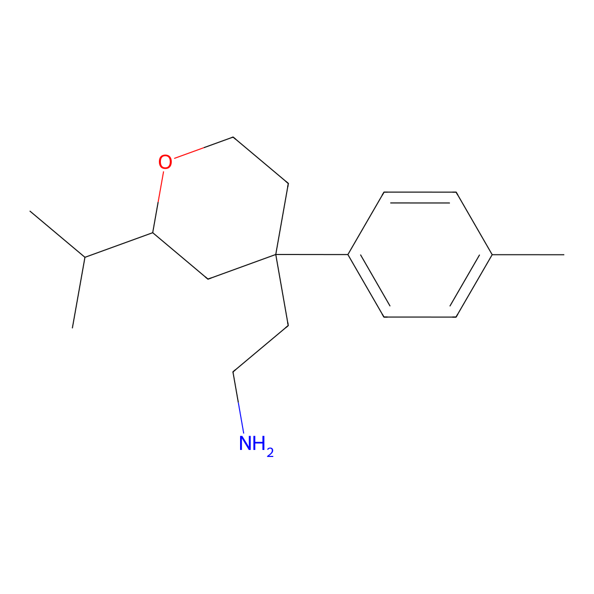 2-(2-Isopropyl-4-p-tolyl-tetrahydro-pyran-4-yl)-ethylamine molecular structure, CAS 672266-20-5