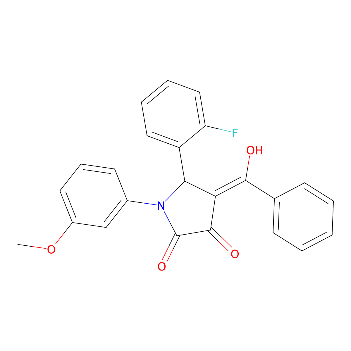 5-(2-Fluorophenyl)-4-[hydroxy(phenyl)methylidene]-1-(3-methoxyphenyl)pyrrolidine-2,3-dione molecular structure, CAS 672266-29-4