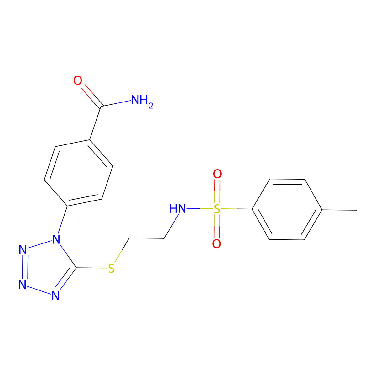 4-[5-[2-[(4-Methylphenyl)sulfonylamino]ethylsulfanyl]tetrazol-1-yl]benzamide molecular structure, CAS 672266-48-7