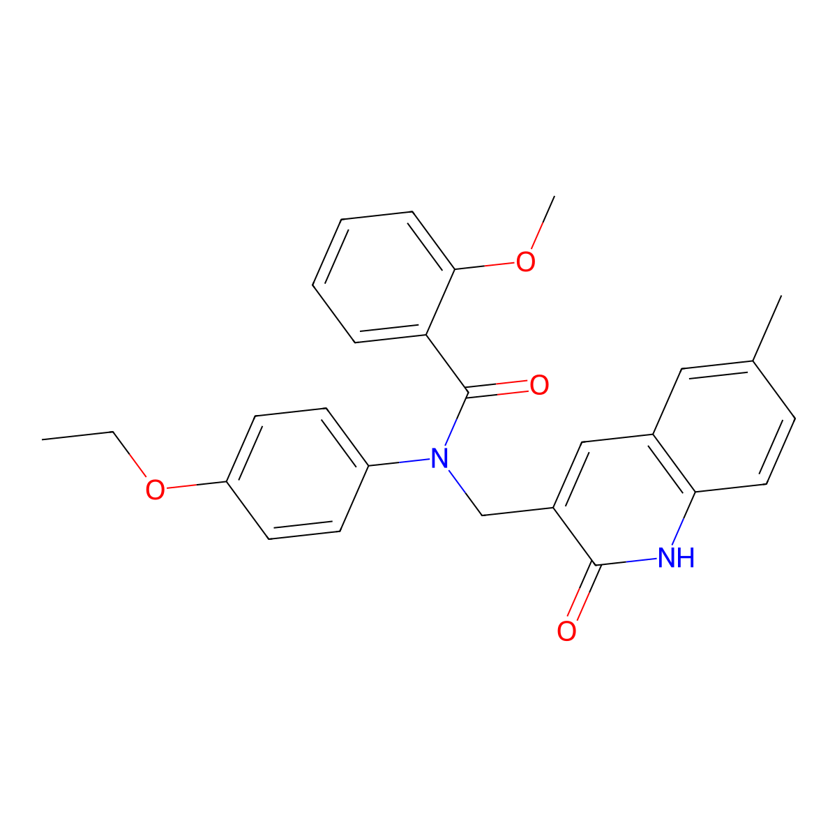 N-(4-ethoxyphenyl)-2-methoxy-N-[(6-methyl-2-oxo-1H-quinolin-3-yl)methyl]benzamide molecular structure, CAS 672268-01-8