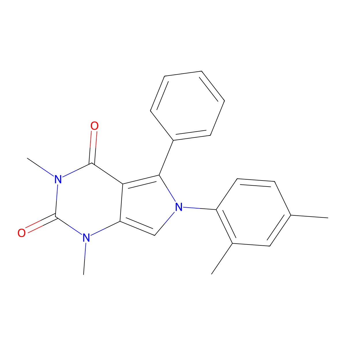 6-(2,4-Dimethylphenyl)-1,3-dimethyl-5-phenylpyrrolo[3,4-d]pyrimidine-2,4-dione molecular structure, CAS 672268-78-9