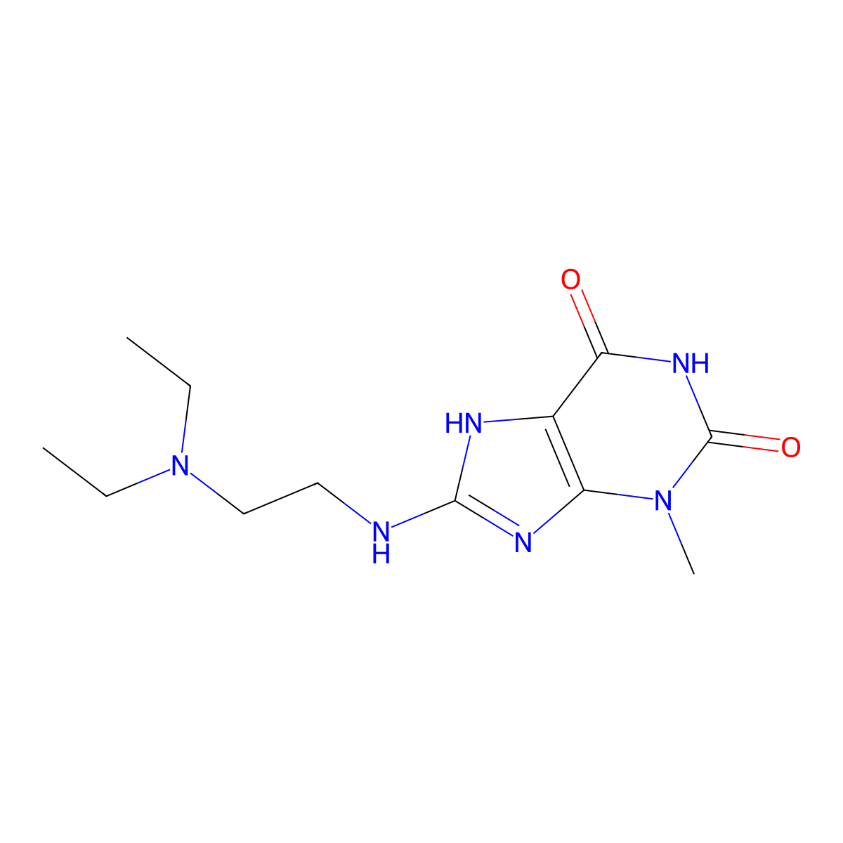 8-{[2-(Diethylamino)ethyl]amino}-3-methyl-1,3,7-trihydropurine-2,6-dione molecular structure, CAS 672270-14-3
