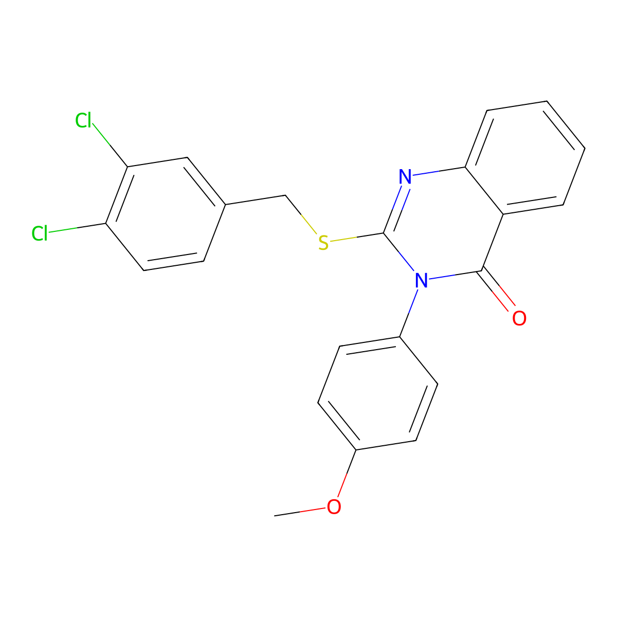 2-((3,4-Dichlorobenzyl)thio)-3-(4-methoxyphenyl)-4(3H)-quinazolinone molecular structure, CAS 672274-08-7