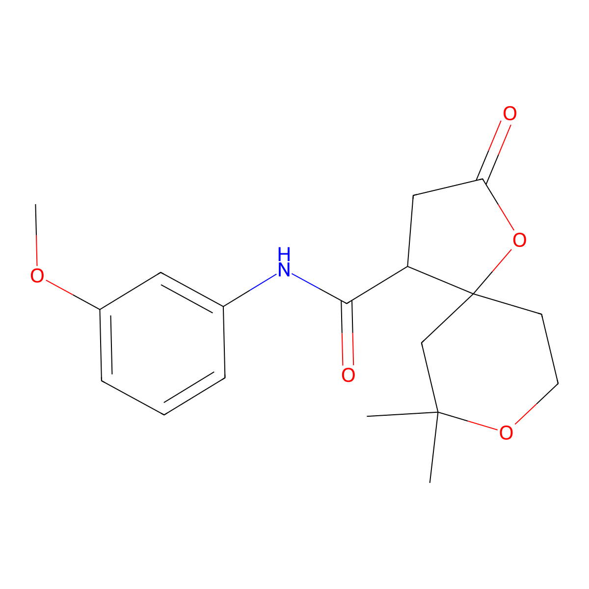 N-(3-methoxyphenyl)-7,7-dimethyl-2-oxo-1,8-dioxaspiro[4.5]decane-4-carboxamide molecular structure, CAS 672274-59-8