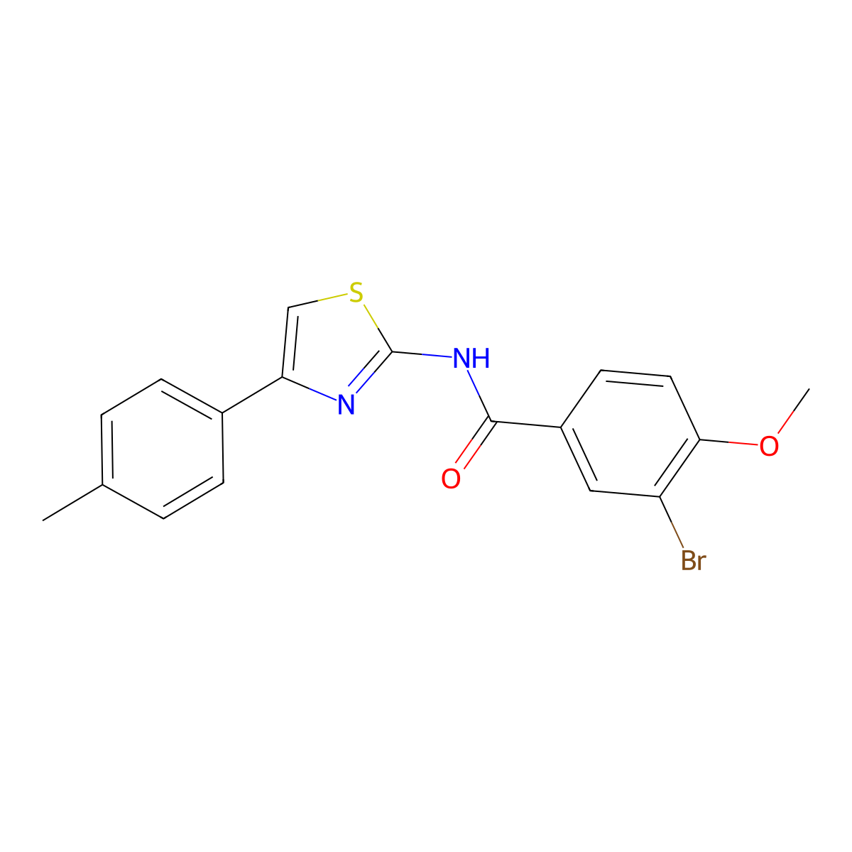 3-bromo-4-methoxy-N-[4-(4-methylphenyl)-1,3-thiazol-2-yl]benzamide molecular structure, CAS 672274-70-3