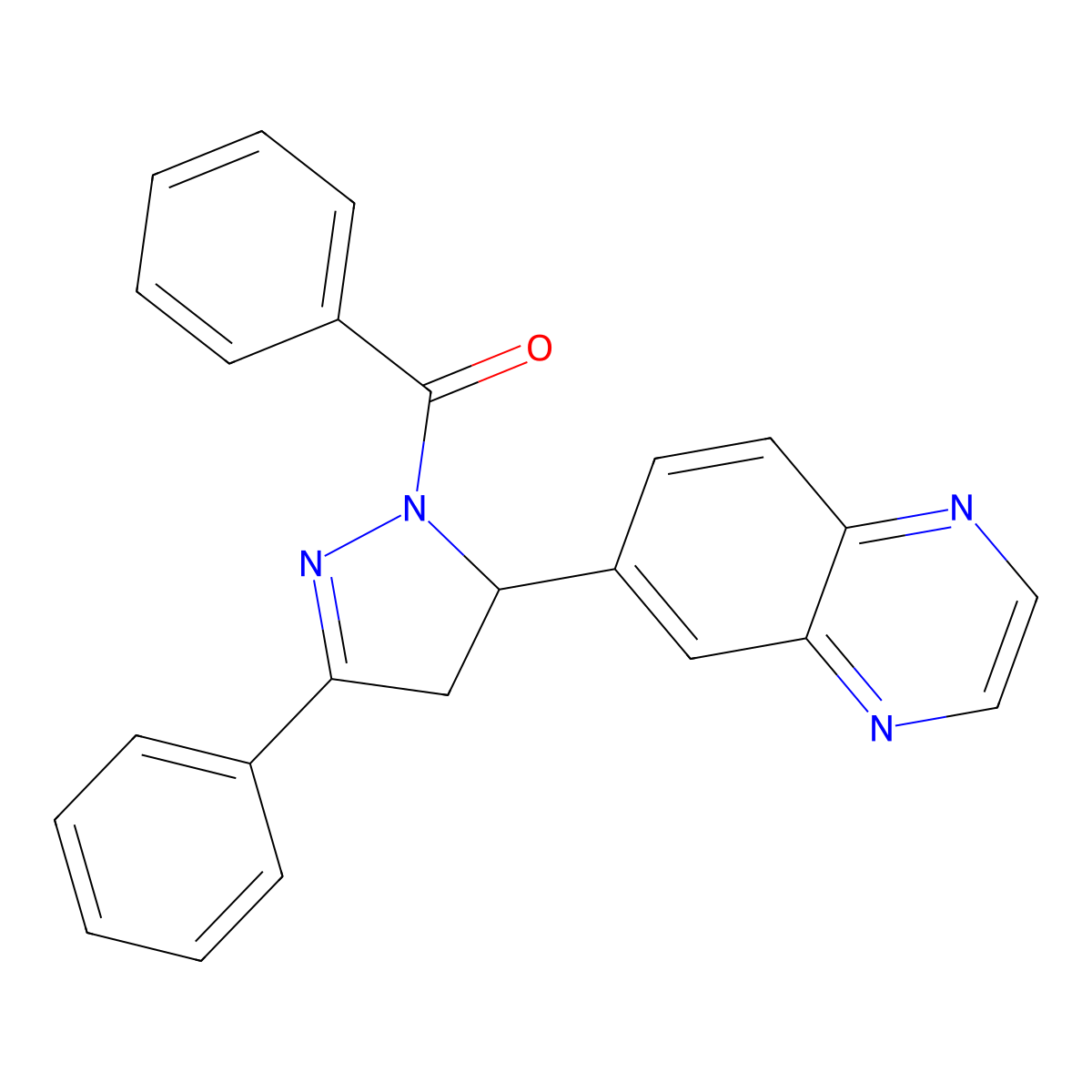 6-(1-benzoyl-3-phenyl-4,5-dihydro-1H-pyrazol-5-yl)quinoxaline molecular structure, CAS 672275-43-3