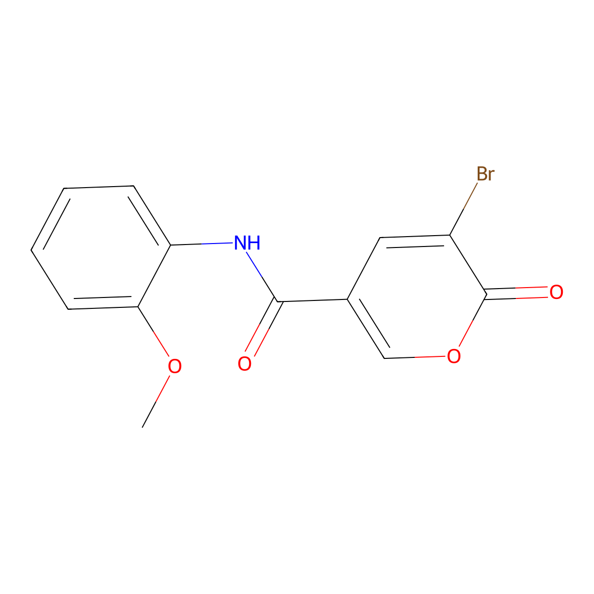 5-bromo-N-(2-methoxyphenyl)-6-oxopyran-3-carboxamide molecular structure, CAS 672276-29-8
