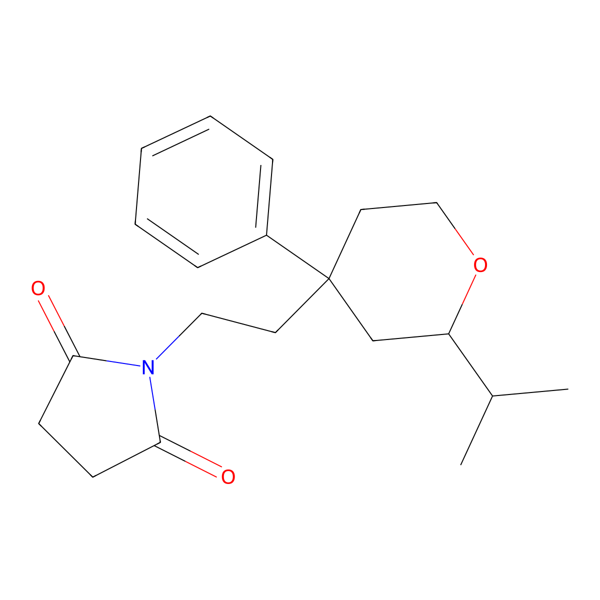 1-[2-(4-Phenyl-2-propan-2-yloxan-4-yl)ethyl]pyrrolidine-2,5-dione molecular structure, CAS 672277-50-8