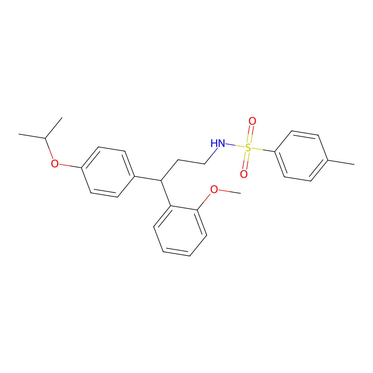 N-[3-(2-methoxyphenyl)-3-(4-propan-2-yloxyphenyl)propyl]-4-methylbenzenesulfonamide molecular structure, CAS 672278-94-3