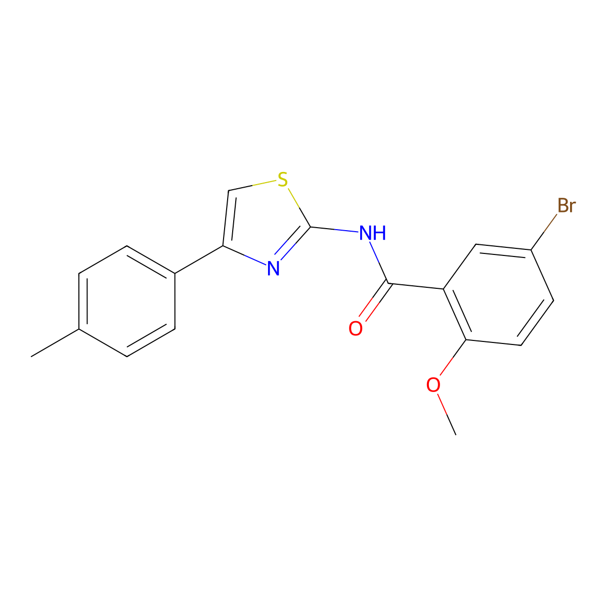 5-bromo-2-methoxy-N-[4-(4-methylphenyl)-1,3-thiazol-2-yl]benzamide molecular structure, CAS 672279-37-7